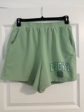 QOS: Lucky Embroidered Light Green Women’s Shorts